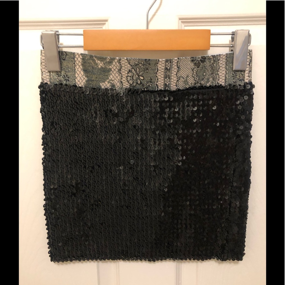 Black Sequence Micro-Mini Skirt / Tube Top (2 Way) NWOT